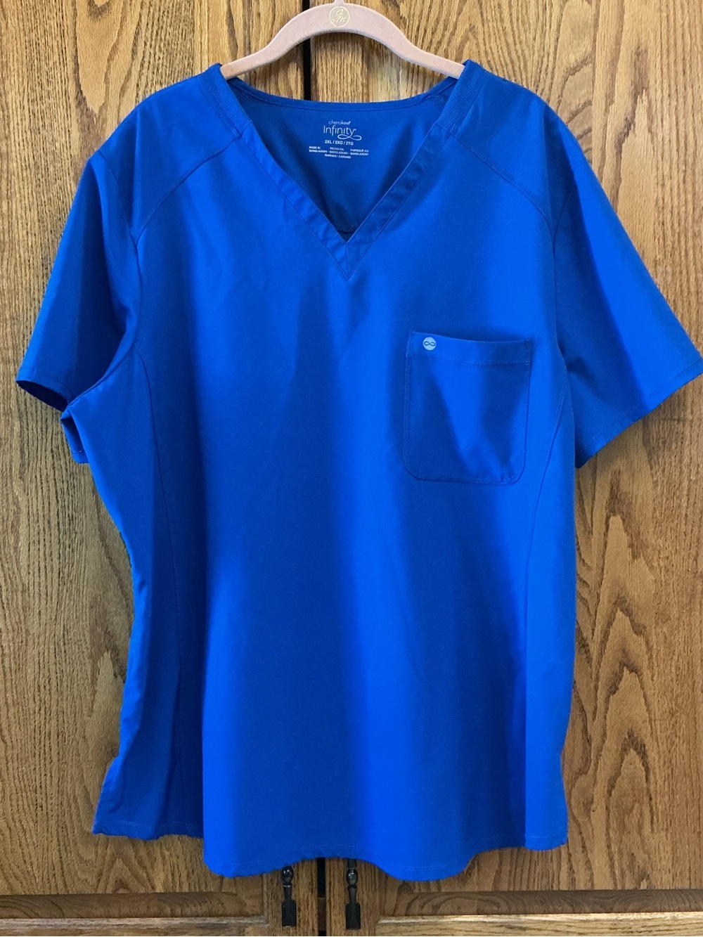 Cherokee Infinity Scrub Top 2XL Royal Blue Polyester Spandex Unisex